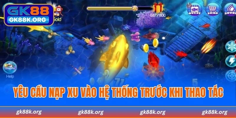 Yêu cầu nạp xu vào hệ thống trước khi thao tác